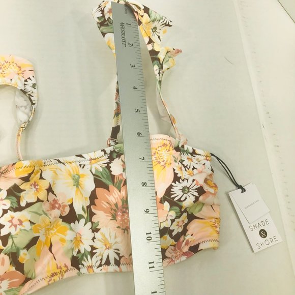 Shade And Shore Women's Size 34C Ruffle Strap Bralette Bikini Swim Top Cinnamon - Picture 12 of 13